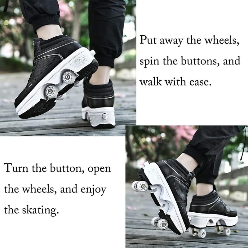 Unisex 2-in-1 Roller Skates & Sneakers with Retractable Wheels