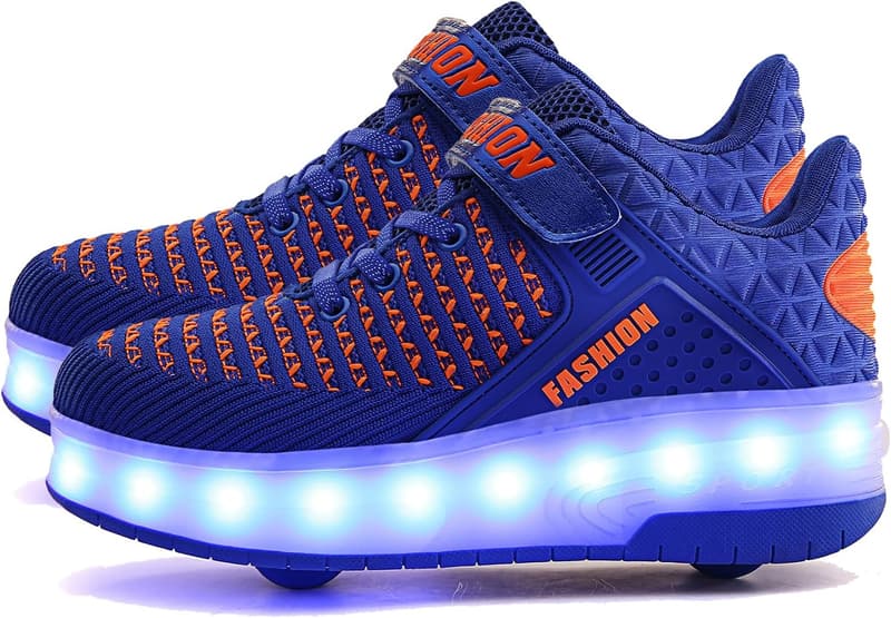 LED Light Up Roller Shoes for Kids - USB Rechargeable Sneakers