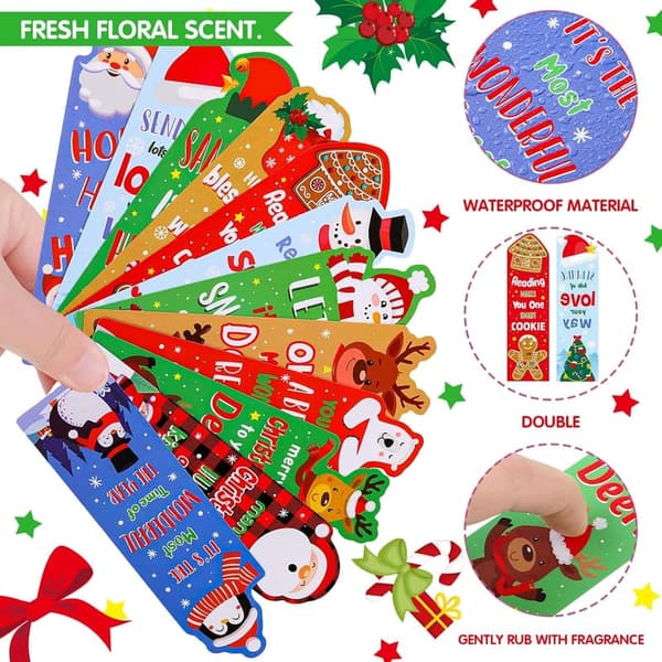 Kids' Christmas Scented Bookmarks - 60 Piece Bulk Gift Set