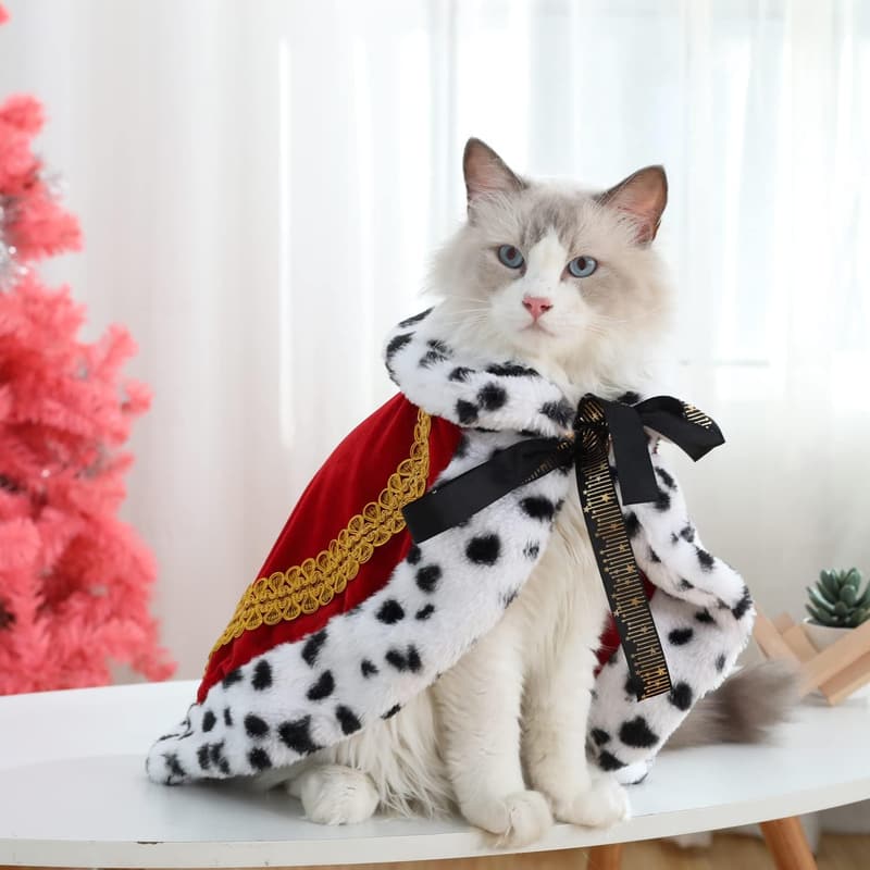Halloween Dog and Cat Cloak Costume - Red Fur Cosplay Outfit