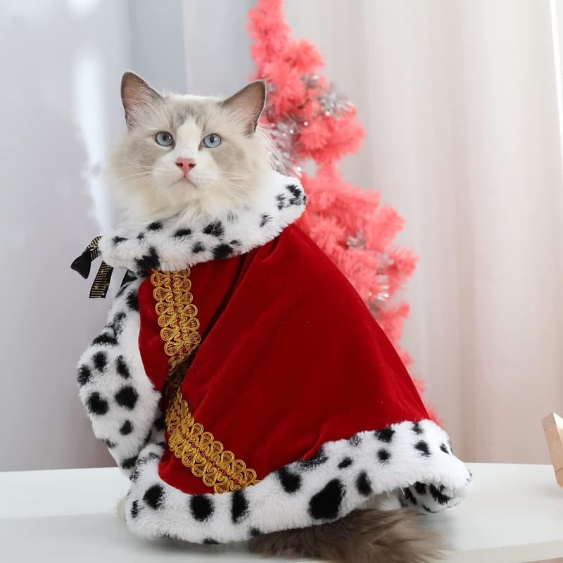 Halloween Dog and Cat Cloak Costume - Red Fur Cosplay Outfit