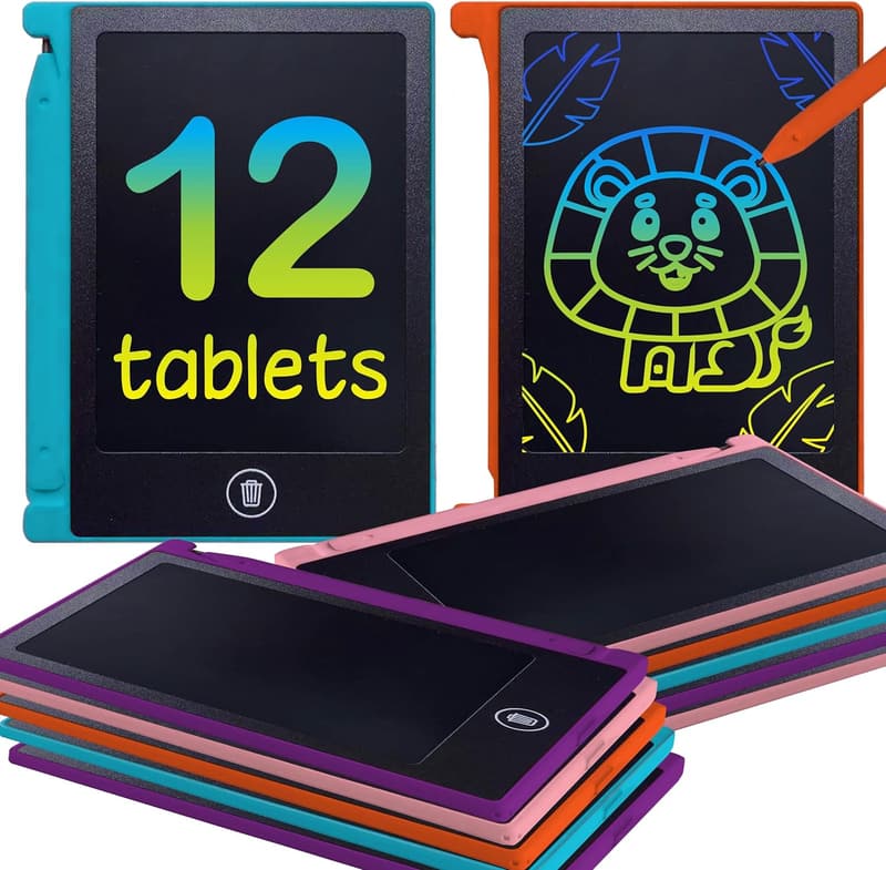 Kids' Mini LCD Writing Tablet - 12 Pack, 4.5 Inch Drawing Board