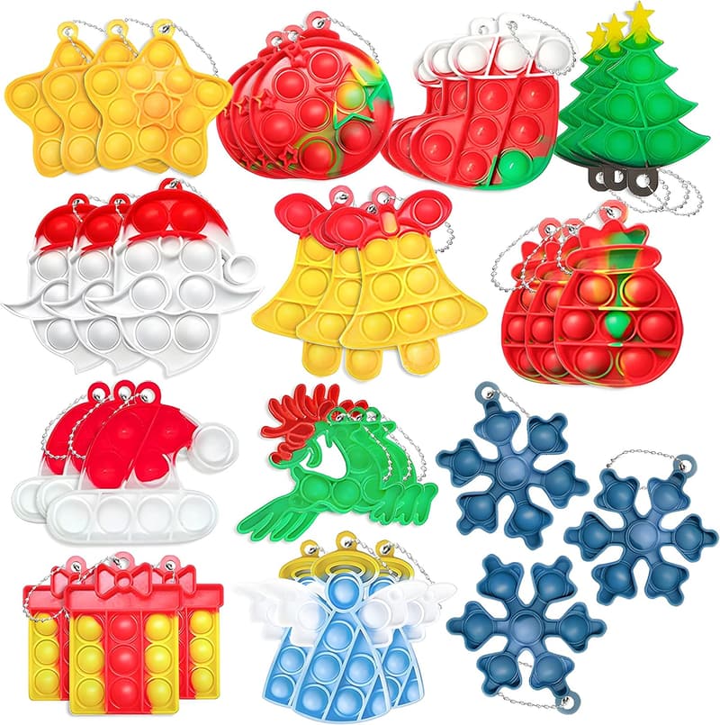 36Pcs Christmas Fidget Toy Set for Kids - Push Pop Bubble Toys