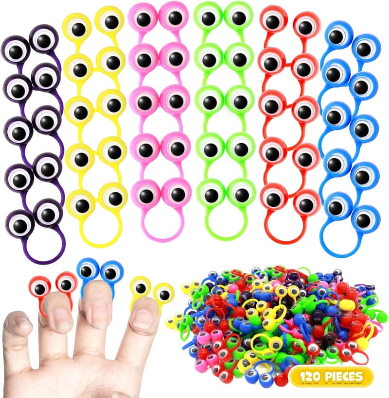 120 PCS Eye Finger Puppets Toy Set for Kids' Parties and Rewards