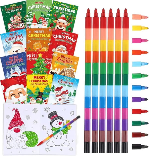 Christmas Mini Coloring Books with Crayons Set for Kids