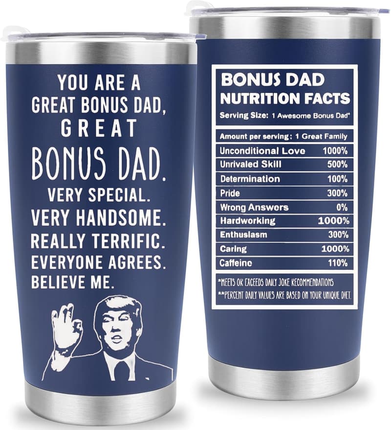Bonus Dad Coffee Mug Tumbler, 20oz Gift from Kids
