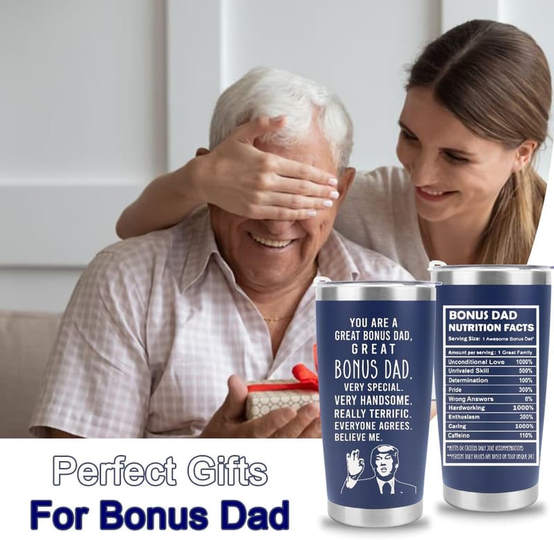 Bonus Dad Coffee Mug Tumbler, 20oz Gift from Kids