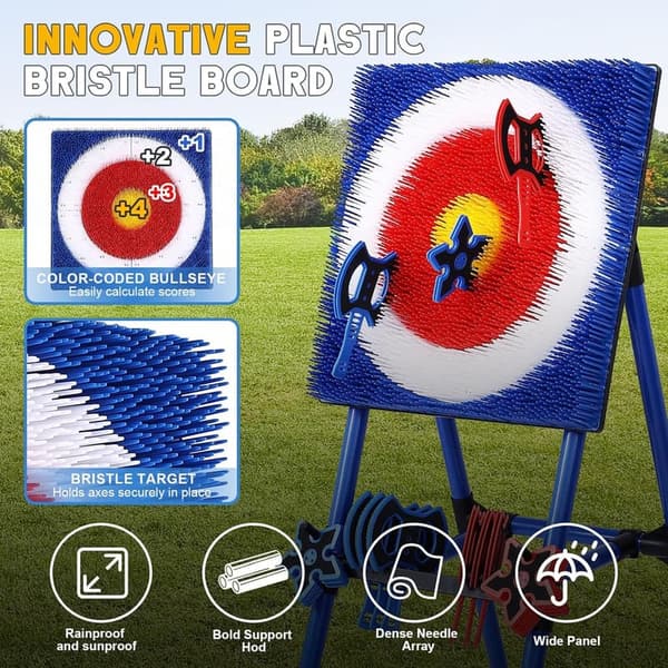 Backyard Axe Throwing Game Set - 8 Axes & Foldable Target