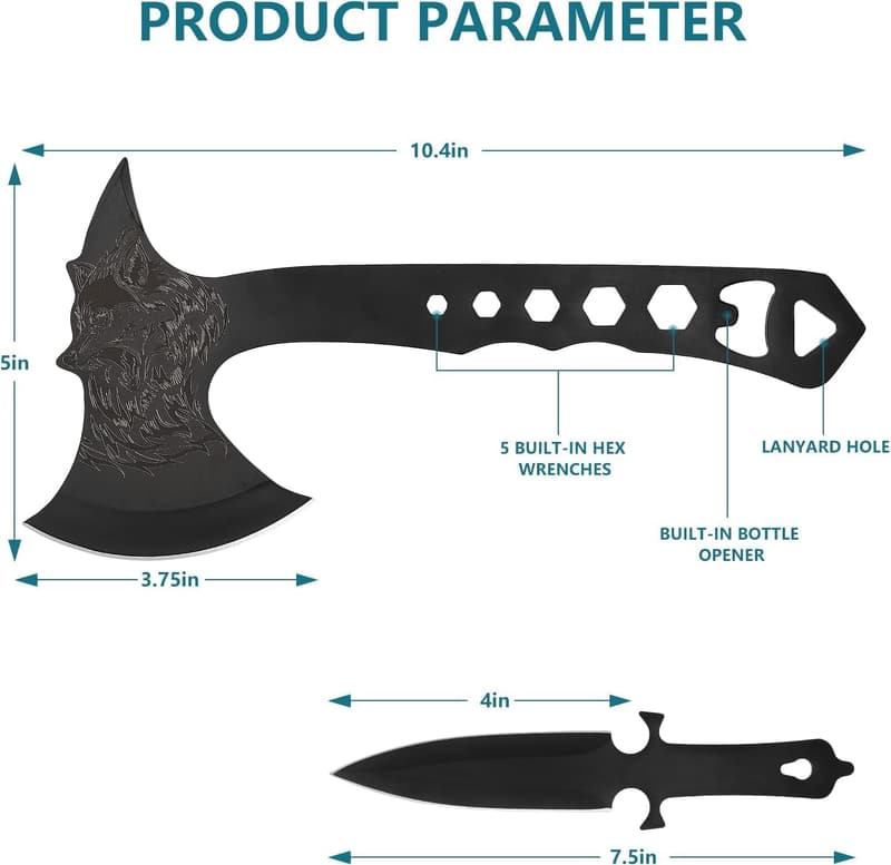 Throwing Axe and Tomahawk Set with Protective Sheath and Corkscrew