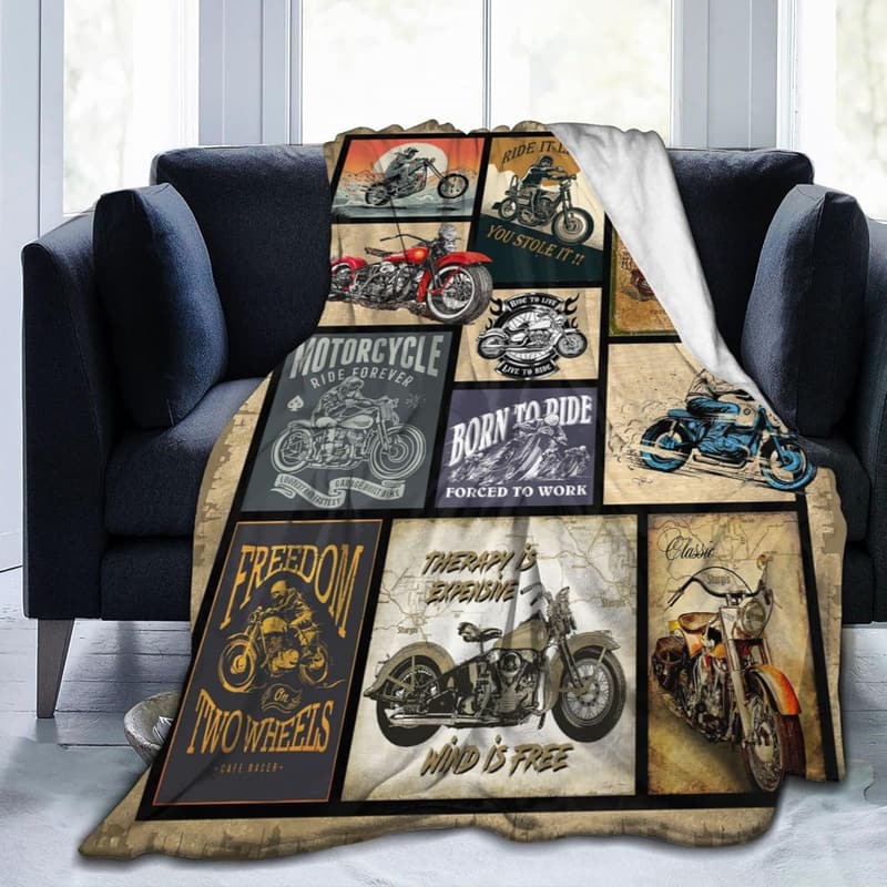 Motorcycle Throw Blanket for Men and Women - Soft Plush 50
