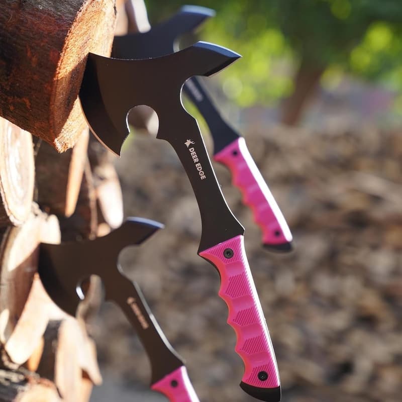 Professional 6-Piece Throwing Axe Set with Pink Handles