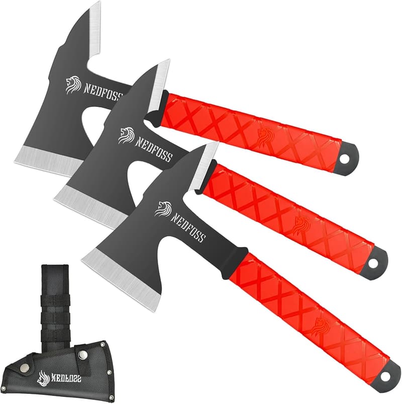 Throwing Axe Set of 3 with Sheaths for Recreation and Competition