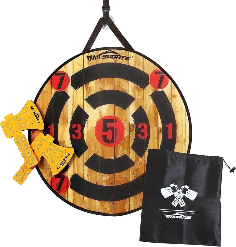 Foam Axe Throwing Game - Indoor/Outdoor Target Set with Carry Bag