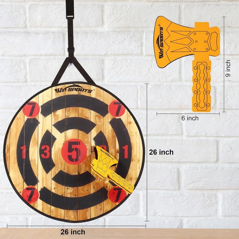 Foam Axe Throwing Game - Indoor/Outdoor Target Set with Carry Bag