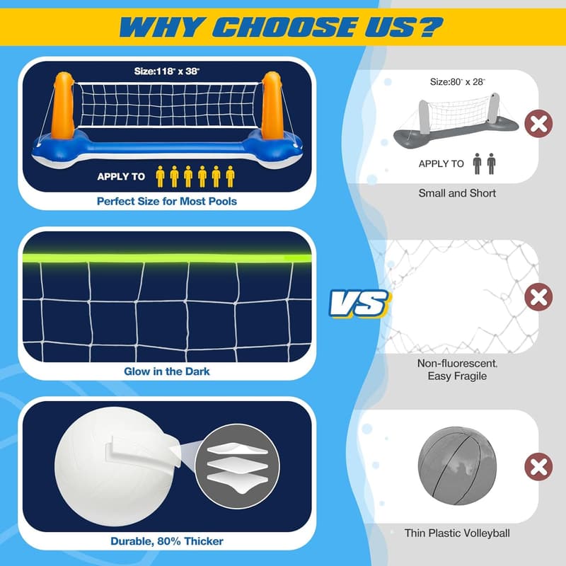 Pool Volleyball Set with Water Volleyball & Pump - 118