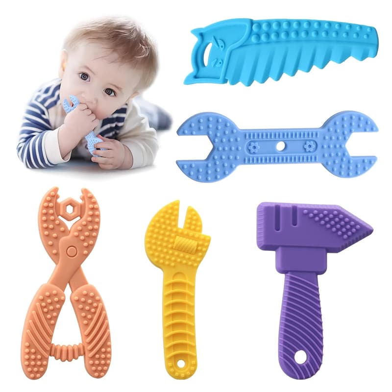 Silicone Teething Toys Set for Babies 0-6 Months - BPA Free
