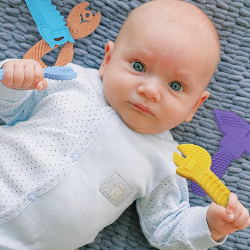 Silicone Teething Toys Set for Babies 0-6 Months - BPA Free