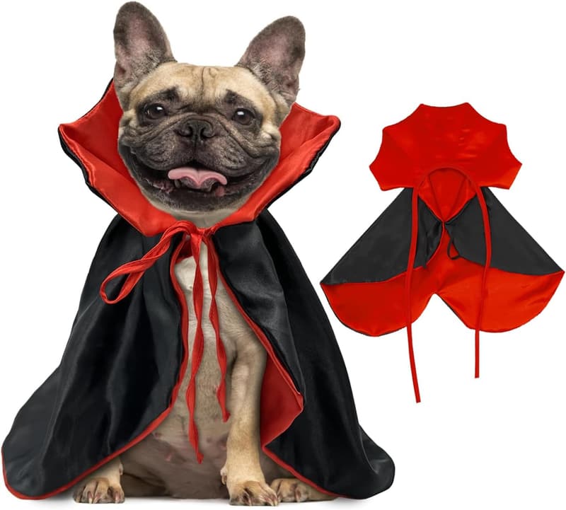 Halloween Vampire Costume for Dogs & Cats, Black and Red Cape