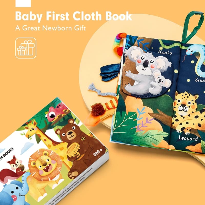 High Contrast Sensory Book for Babies 0-12 Months