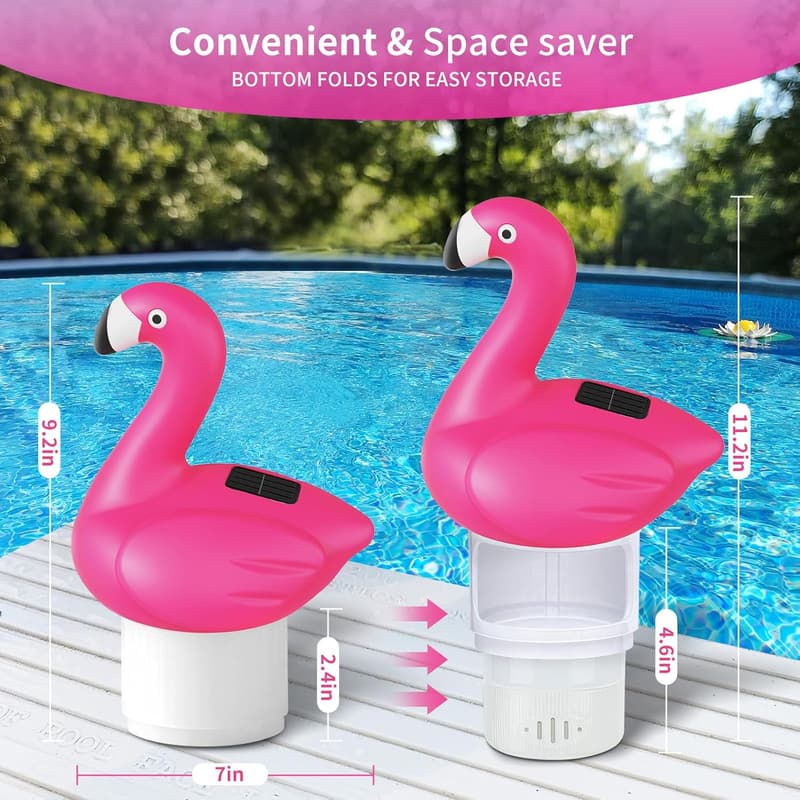 Flamingo Solar Pool Chlorine Floater with Adjustable Release