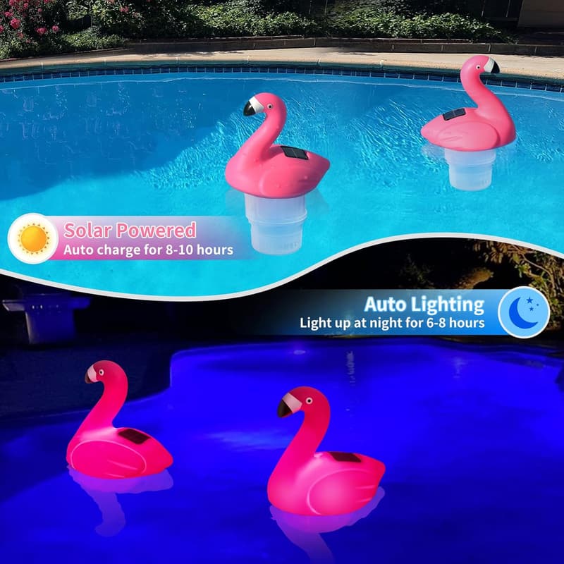 Flamingo Solar Pool Chlorine Floater with Adjustable Release