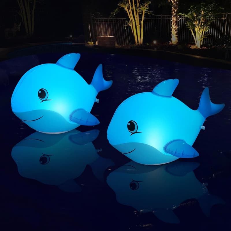 Solar Floating Pool Lights - Dolphin Design, Waterproof, 2PCS