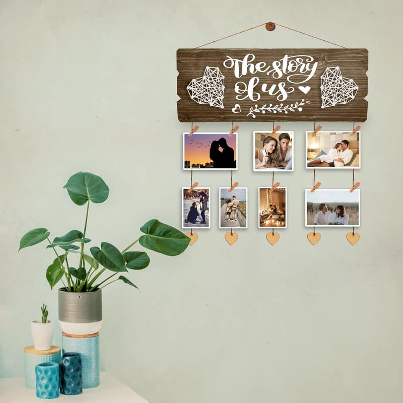 Bride-to-Be Picture Hanging Board with Clips and Twine
