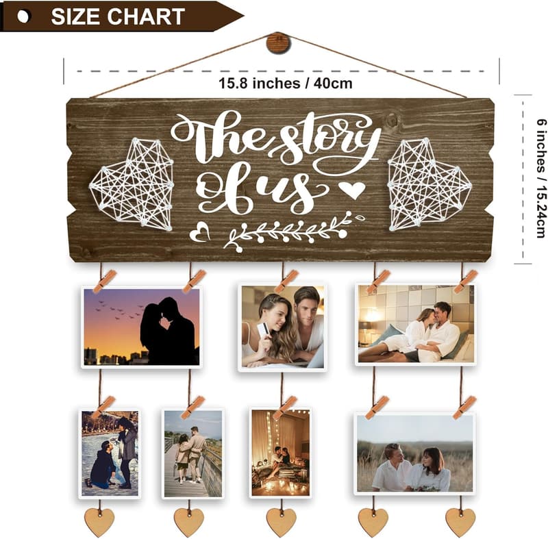 Bride-to-Be Picture Hanging Board with Clips and Twine