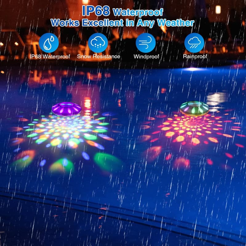 RGB Rechargeable Floating Pool Light with 6 Dynamic Colors
