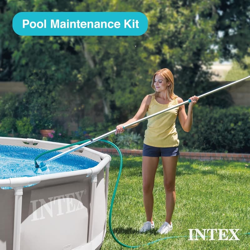 Intex 28002E Swimming Pool Maintenance Kit with Vacuum & Skimmer