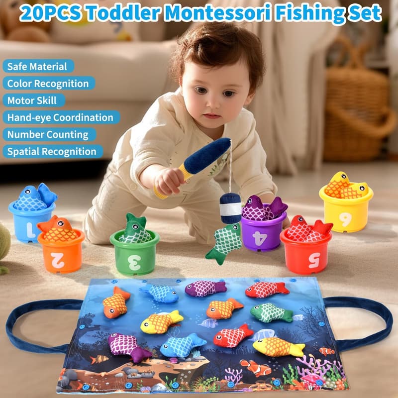 Sensory Fishing Toy Set for 1-Year-Olds, 20PCS Educational Gift