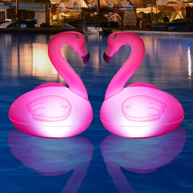 Solar Flamingo Pool Lights - 2 Pack Inflatable Outdoor Decor