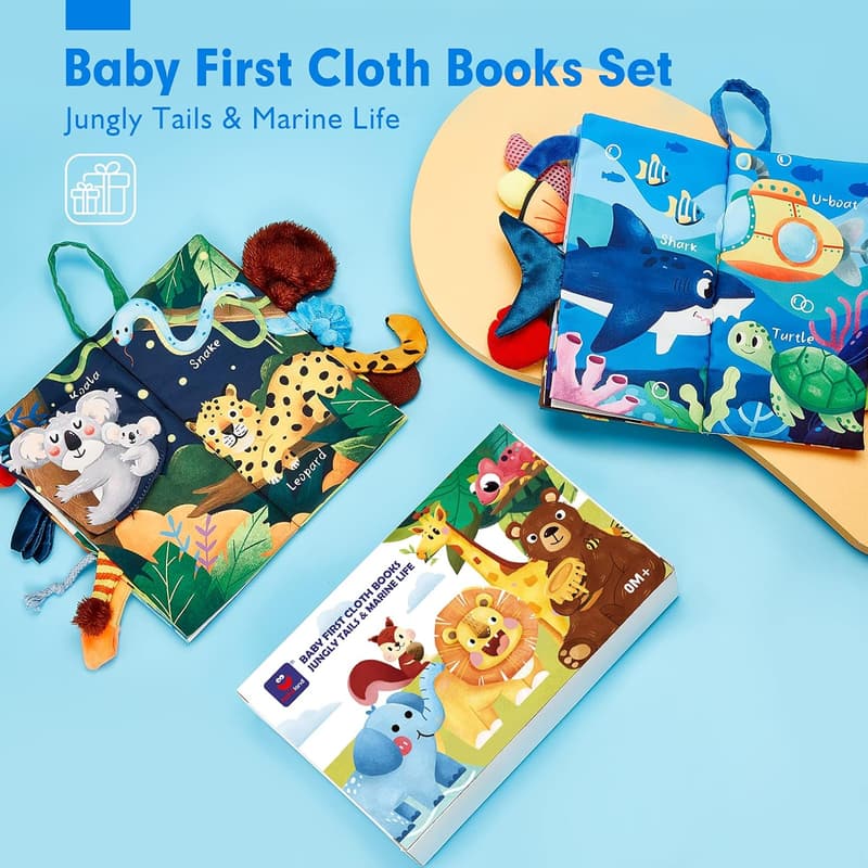 Montessori Crinkle Books Set for Infants - 0-12 Months