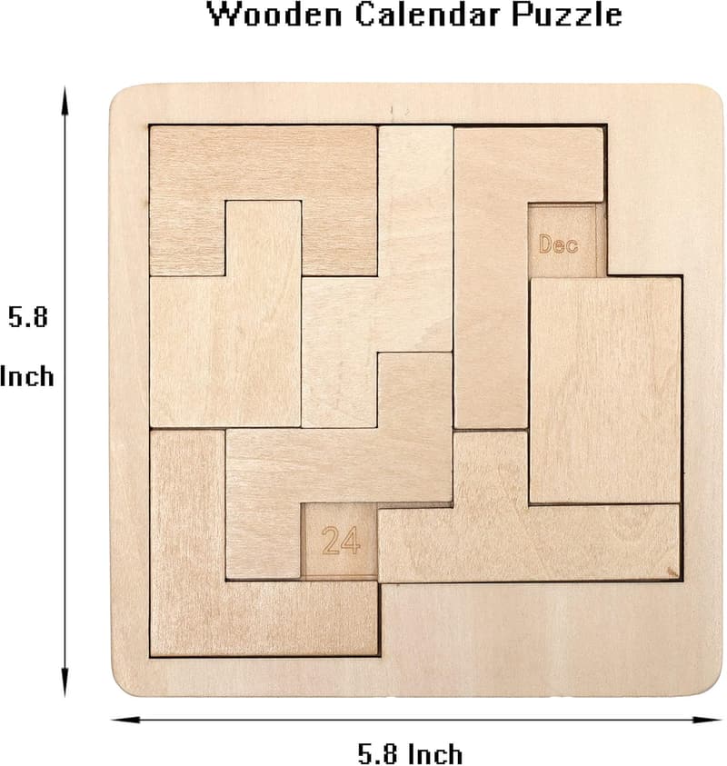 Wooden Daily Calendar Puzzle for Adults - 365+ Date Challenge