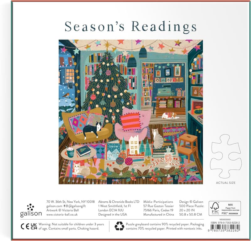 Cozy Christmas Bookshop Foil Jigsaw Puzzle - 500 Pieces