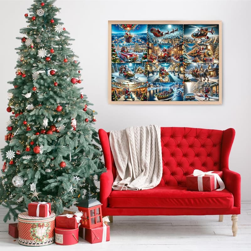 Christmas 1000-Piece Puzzle - Santa's Workshop Scene