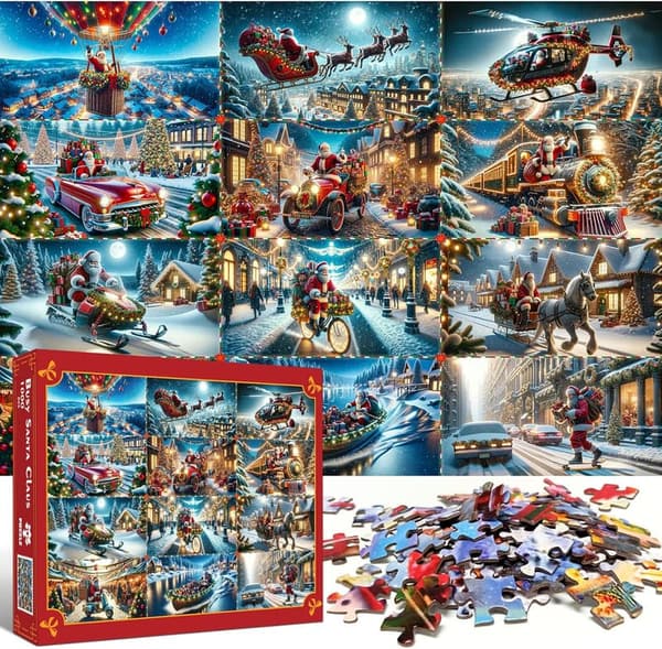 Christmas 1000-Piece Puzzle - Santa's Workshop Scene