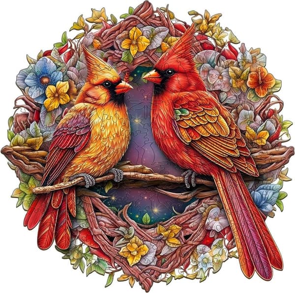 Christmas Cardinal Wooden Puzzle - 200 Pieces for Adults