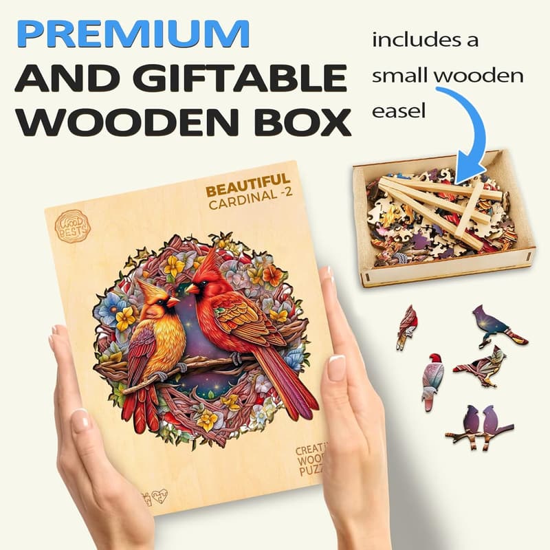 Christmas Cardinal Wooden Puzzle - 200 Pieces for Adults