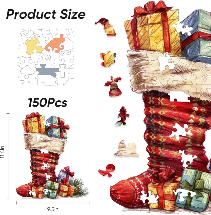 Christmas Wooden Puzzle - 150 Unique Irregular Pieces