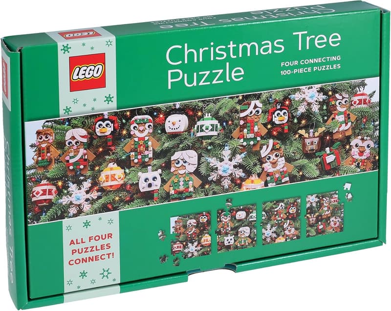 Christmas Tree Jigsaw Puzzle Set - 4 Connecting 100-Piece Puzzles