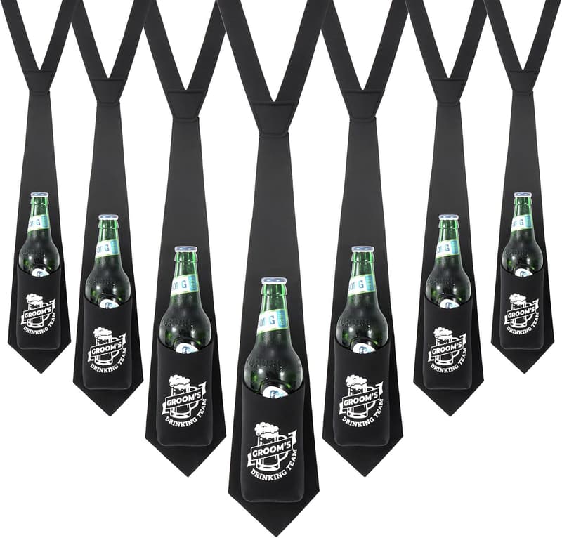 Groomsmen Necktie Beer Holder Set - Wedding Favor (10 Pack)