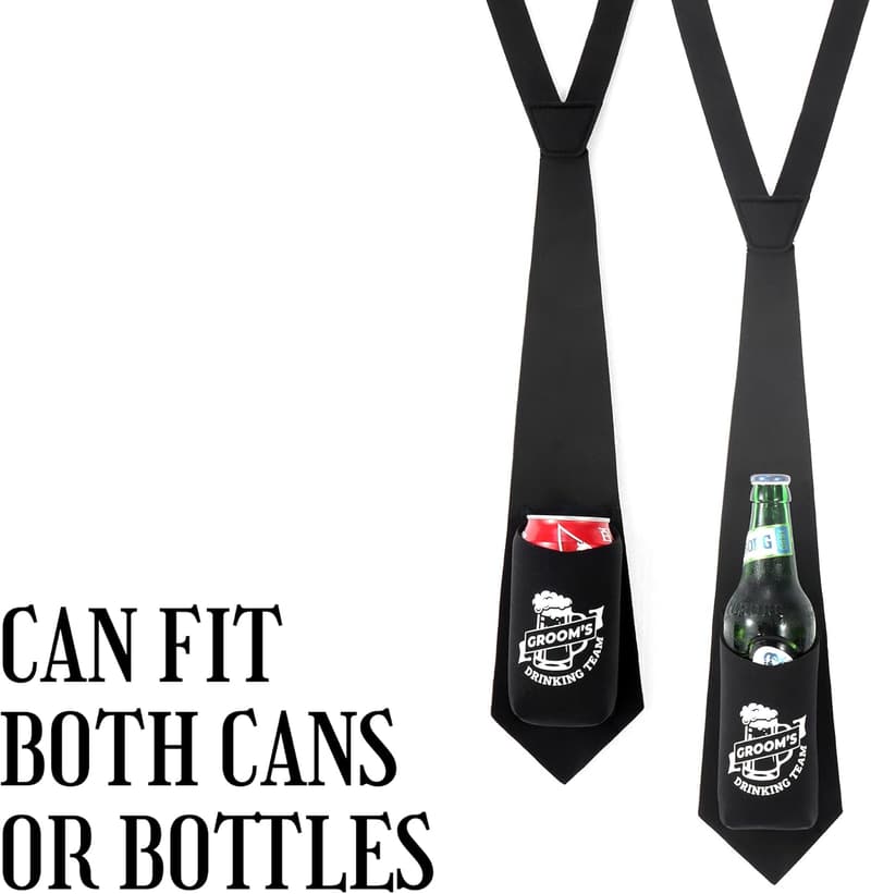 Groomsmen Necktie Beer Holder Set - Wedding Favor (10 Pack)