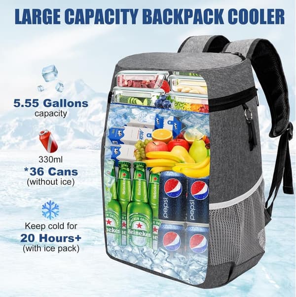 Insulated Waterproof Backpack Cooler for Men and Women, 36 Cans