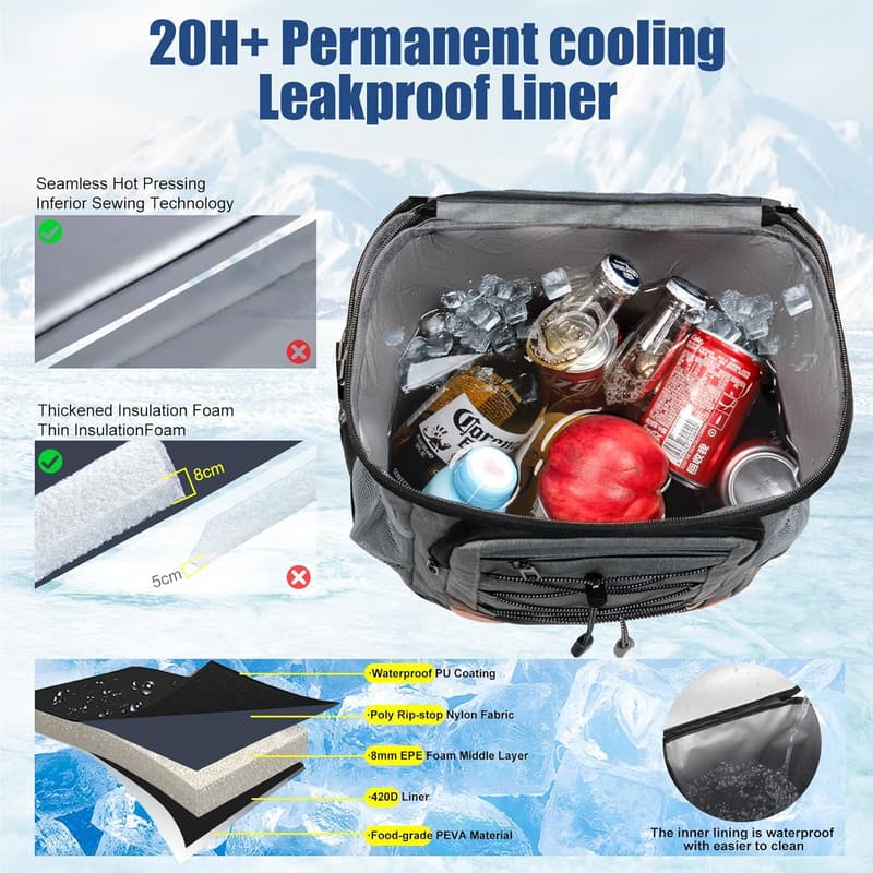 Insulated Waterproof Backpack Cooler for Men and Women, 36 Cans