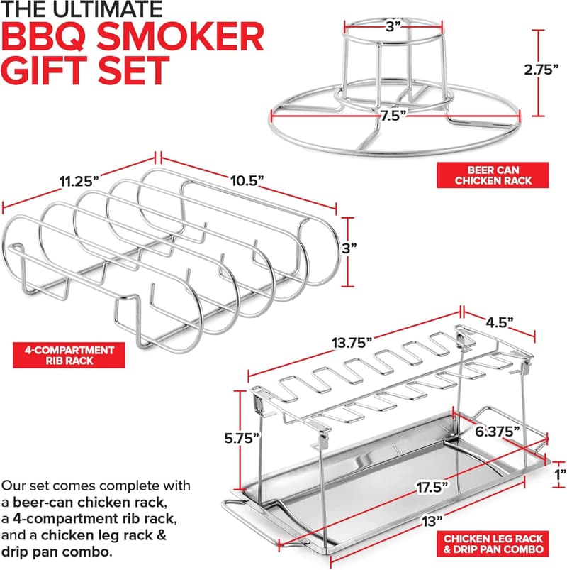 BBQ Grill Rack Set - Chicken Leg & Rib Holder for Men