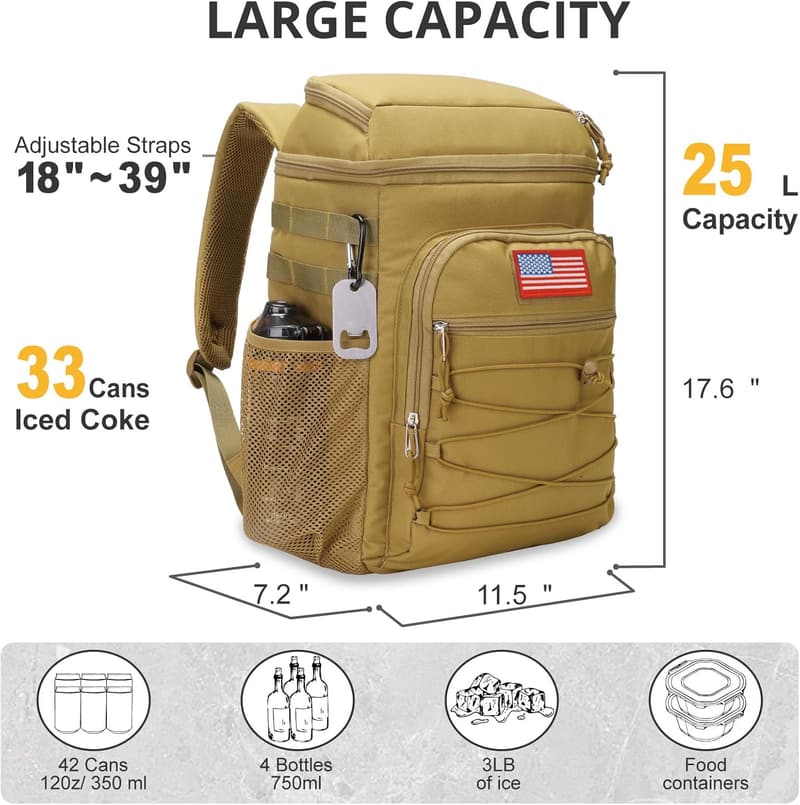 Insulated 25L Tactical Cooler Backpack for Work & Adventures