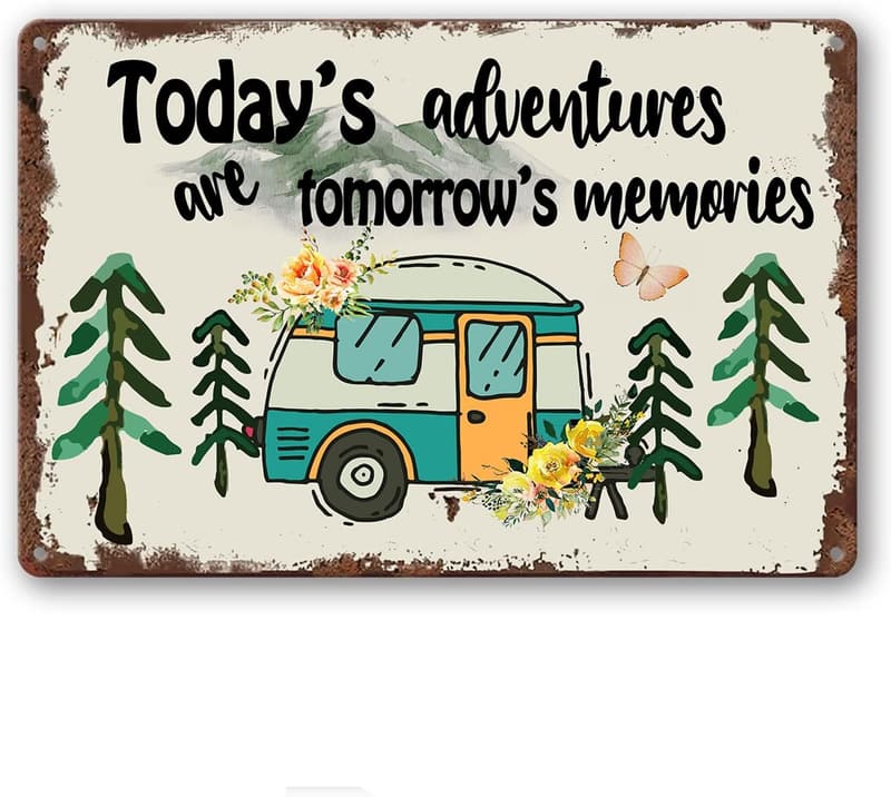 Happy Campers Tin Sign - Rustic RV Decor for Camping
