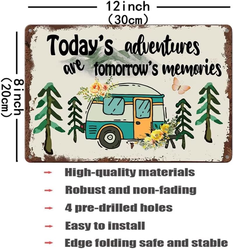 Happy Campers Tin Sign - Rustic RV Decor for Camping