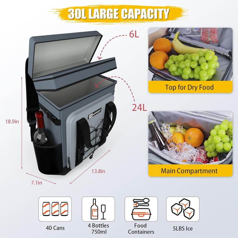 AYAMAYA Waterproof Leakproof Backpack Cooler for Camping & Travel